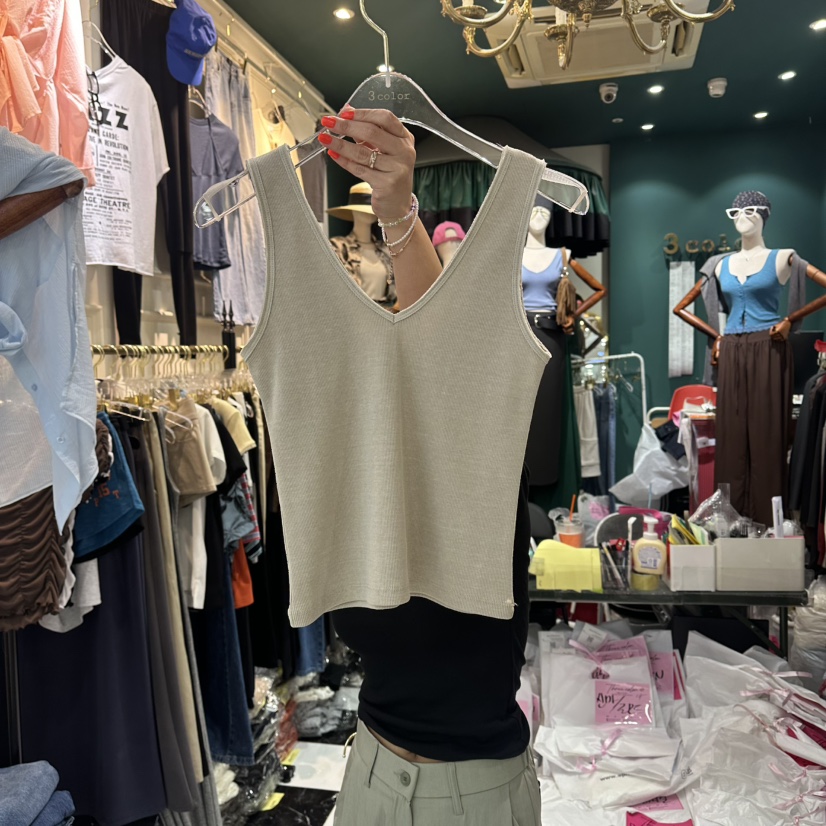3COLOR東大門實拍韓國女士新品推薦吊帶背心Three color吊帶/背心圖色1