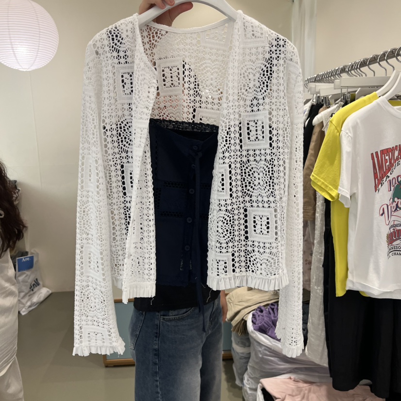 ARE韓國直郵實拍女裝新品推薦人氣時尚開衫不含內搭荷葉邊ARE YOU/ARE開衫圖色1