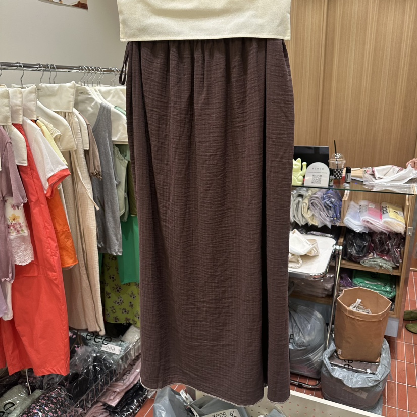 EEE韓國東大門代購女士新品26春夏人氣時尚職業長裙SK亞麻EEE長裙