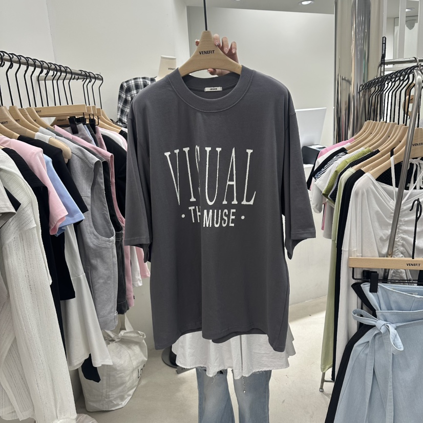 VENEFIT韓國直郵女裝新品熱賣推薦26春夏職業休閑時尚T恤VENEFIT/JENNIET恤圖色3