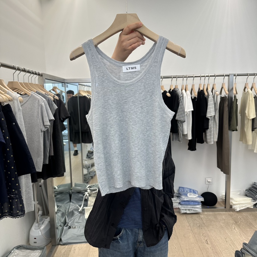 LTMS韓國直郵實拍女士新品熱賣休閑時尚職業吊帶背心羅紋LTMS吊帶/背心圖色1