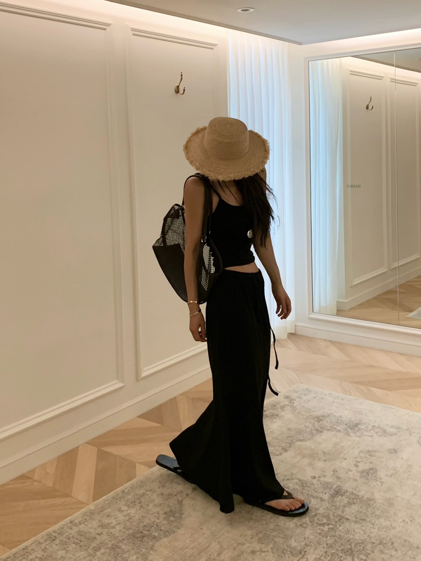 VIRKIN韓國直郵女士新款推薦人氣職業休閑時尚26春夏長裙露背VIRKIN長裙