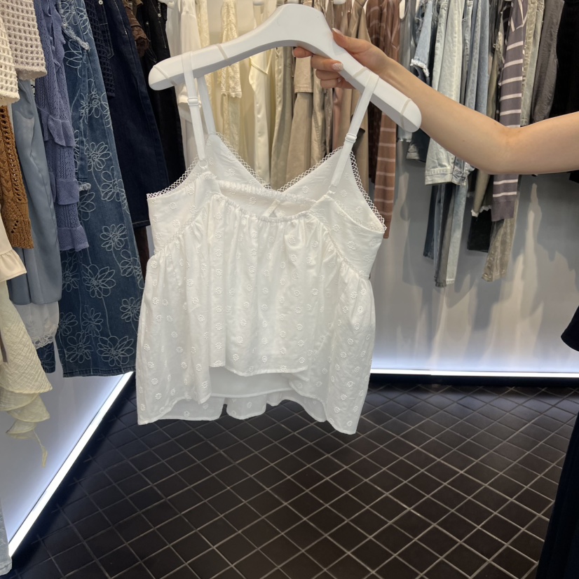 OUS/INCH-L韓國代購女士新款時尚26春夏吊帶背心刺繡蕾絲OUS/INCH吊帶/背心