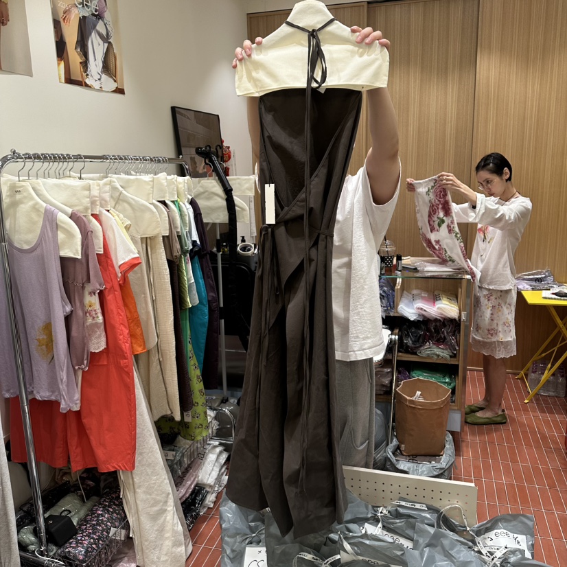 EEE韓國直郵女士新品推薦職業人氣休閑時尚連衣裙OPS亞麻EEE連衣裙