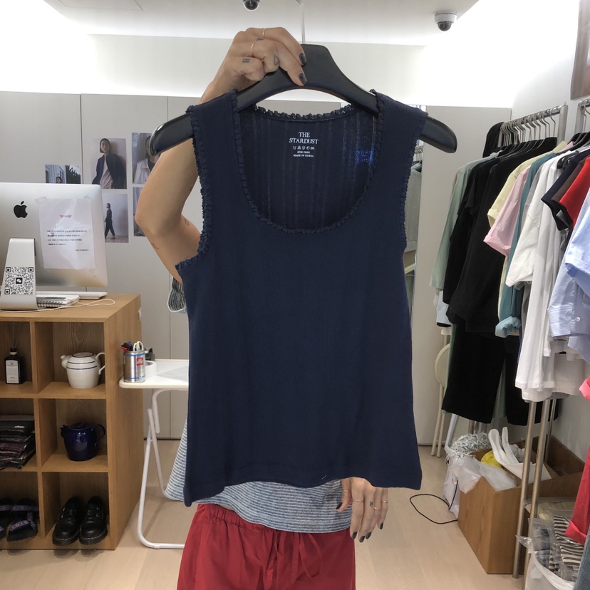 THE STARDUST韓國直郵女裝新款26春夏吊帶背心荷葉邊無袖THE STARDUST吊帶/背心圖色2