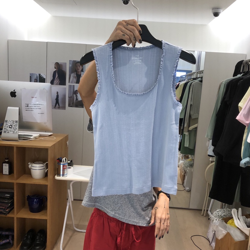THE STARDUST韓國直郵女裝新款26春夏吊帶背心荷葉邊無袖THE STARDUST吊帶/背心圖色3