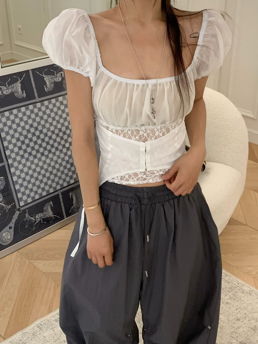VIRKIN韓國直郵女士新款職業人氣時尚休閑26夏季襯衫蕾絲衫VIRKIN襯衫/蕾絲衫