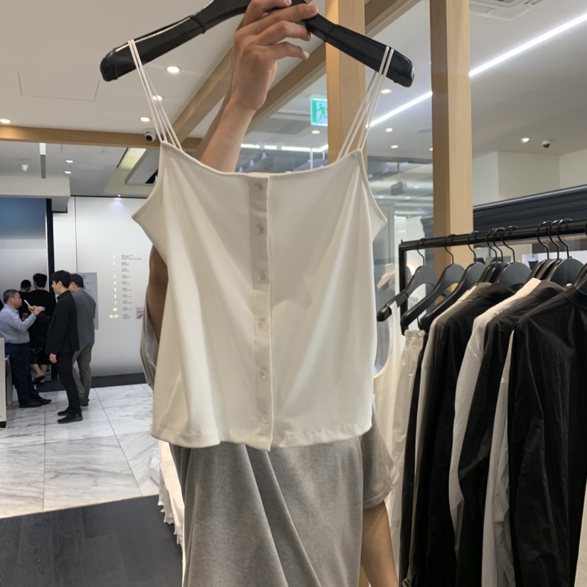 OBJECT韓國直郵女士新品熱賣職業26春夏吊帶背心紐扣羅紋OBJECT吊帶/背心圖色1