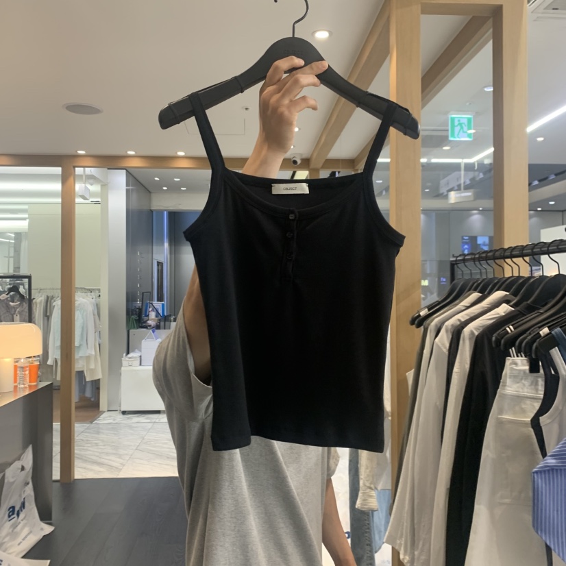 OBJECT韓國東大門直郵女裝新款職業推薦熱賣吊帶背心紐扣OBJECT吊帶/背心圖色1