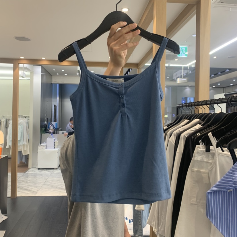 OBJECT韓國東大門直郵女裝新款職業推薦熱賣吊帶背心紐扣OBJECT吊帶/背心圖色2