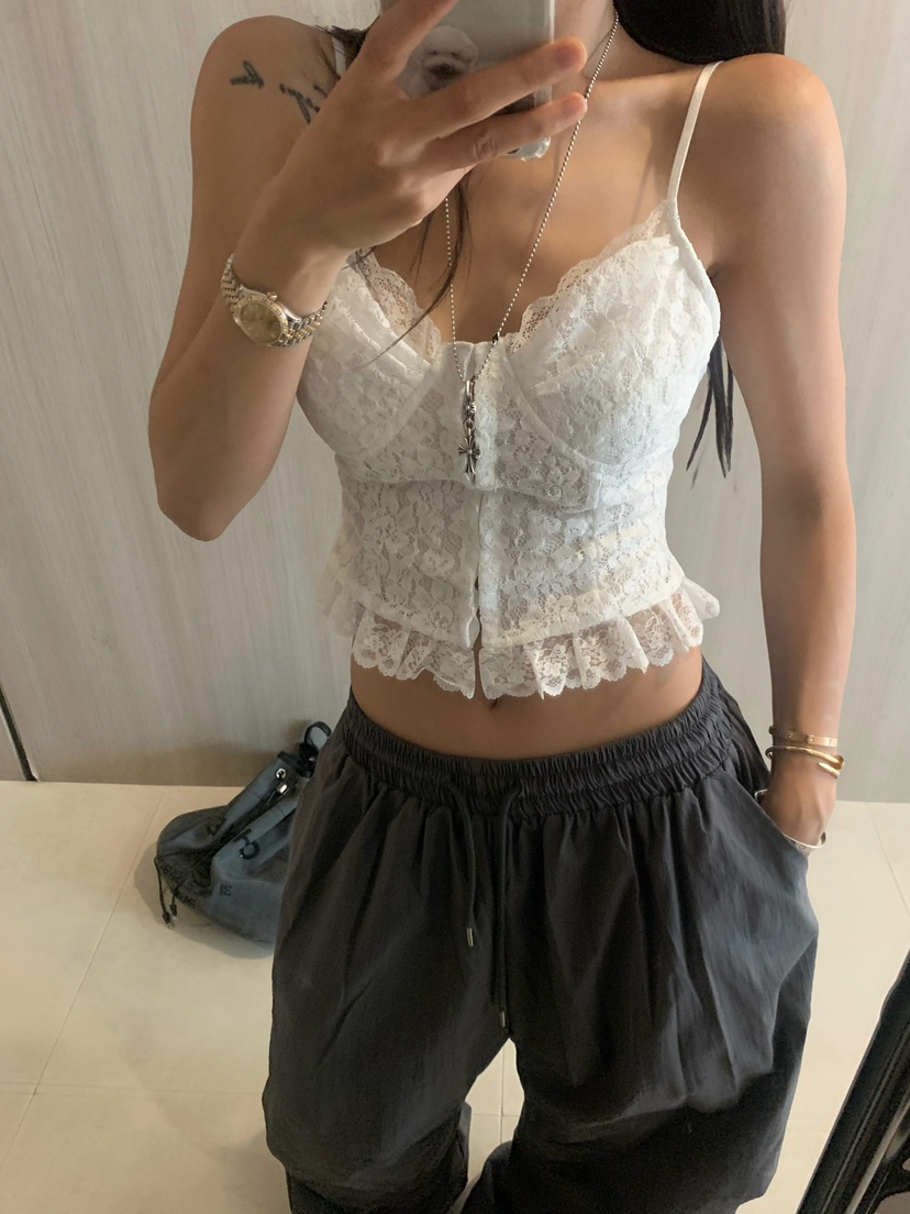 VIRKIN韓國直郵女裝新款時尚休閑熱賣職業吊帶背心蕾絲無袖VIRKIN吊帶/背心