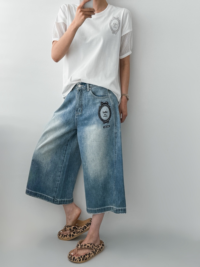 IAAN韓國直郵女士新品26夏季時尚職業休閑人氣熱賣牛仔褲iaAn牛仔褲