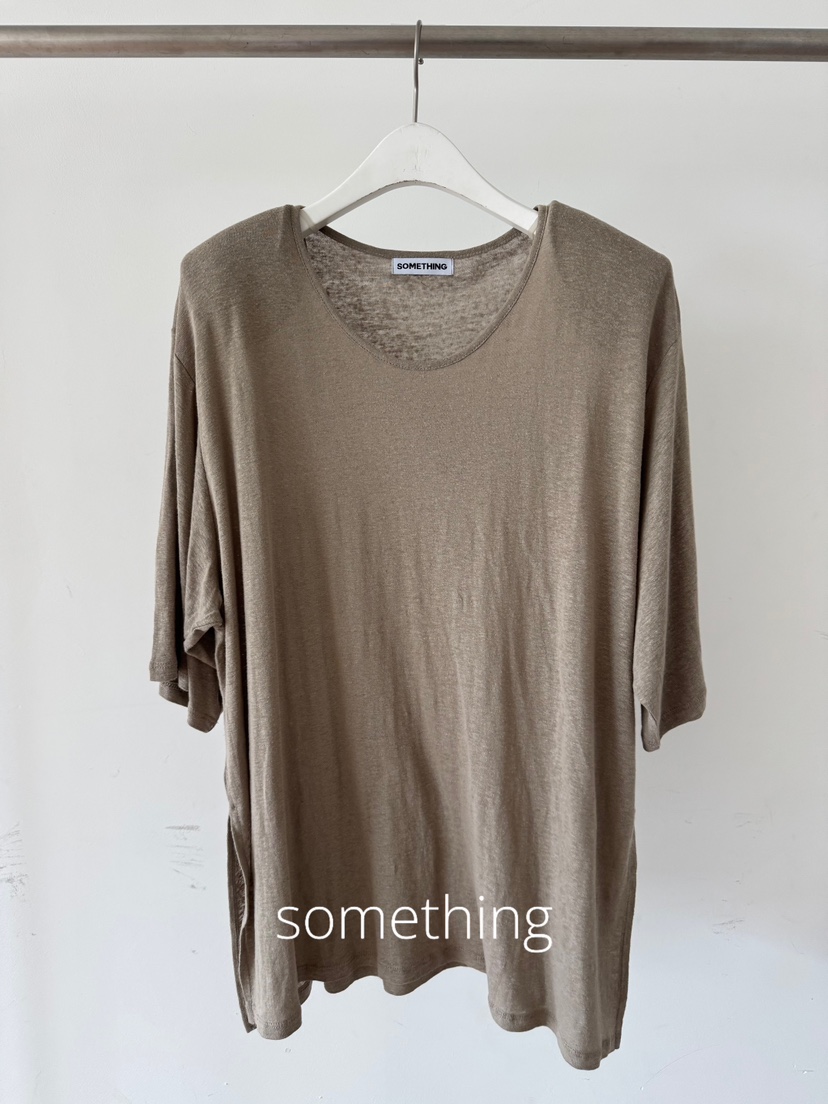 SOMETHING-L/FANCY韓國直郵實拍女士新品人氣T恤U領亞麻SOMETHING-L/FANCYT恤圖色3