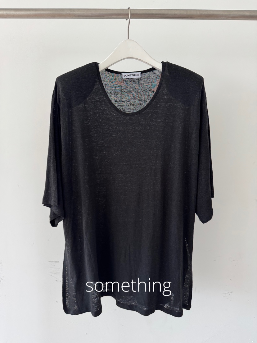 SOMETHING-L/FANCY韓國直郵實拍女士新品人氣T恤U領亞麻SOMETHING-L/FANCYT恤圖色5