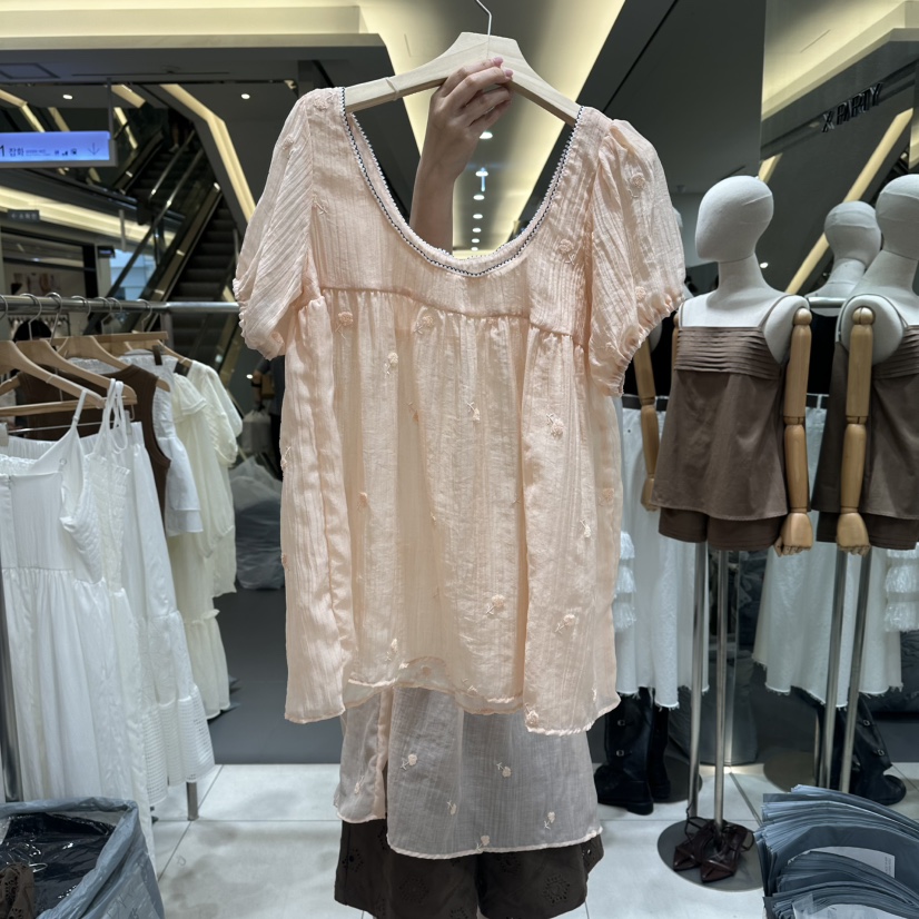 XPARTY韓國代購女士新品人氣休閑時尚26夏季職業襯衫蕾絲衫XPARTY襯衫/蕾絲衫圖色1