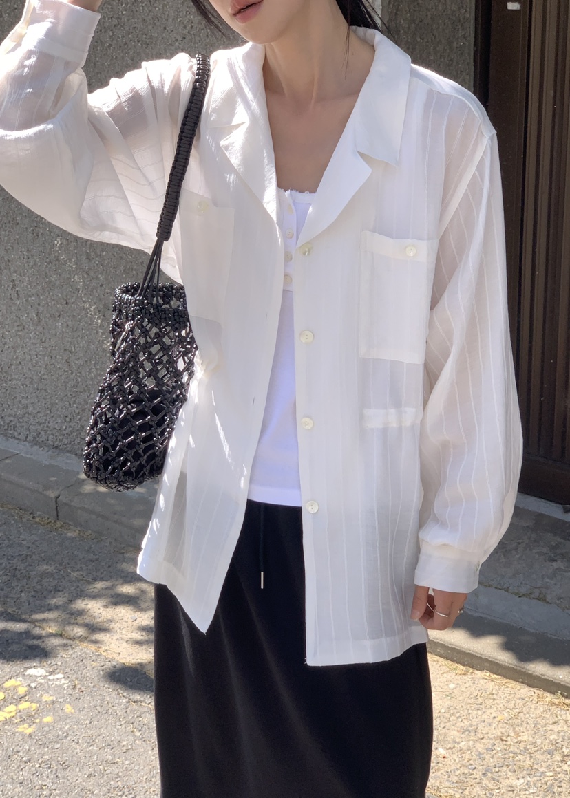 SORBET/FLAT WHITE東大門實拍韓國女士新款推薦襯衫蕾絲衫亞麻SORBET/FLAT WHITE襯衫/蕾絲衫