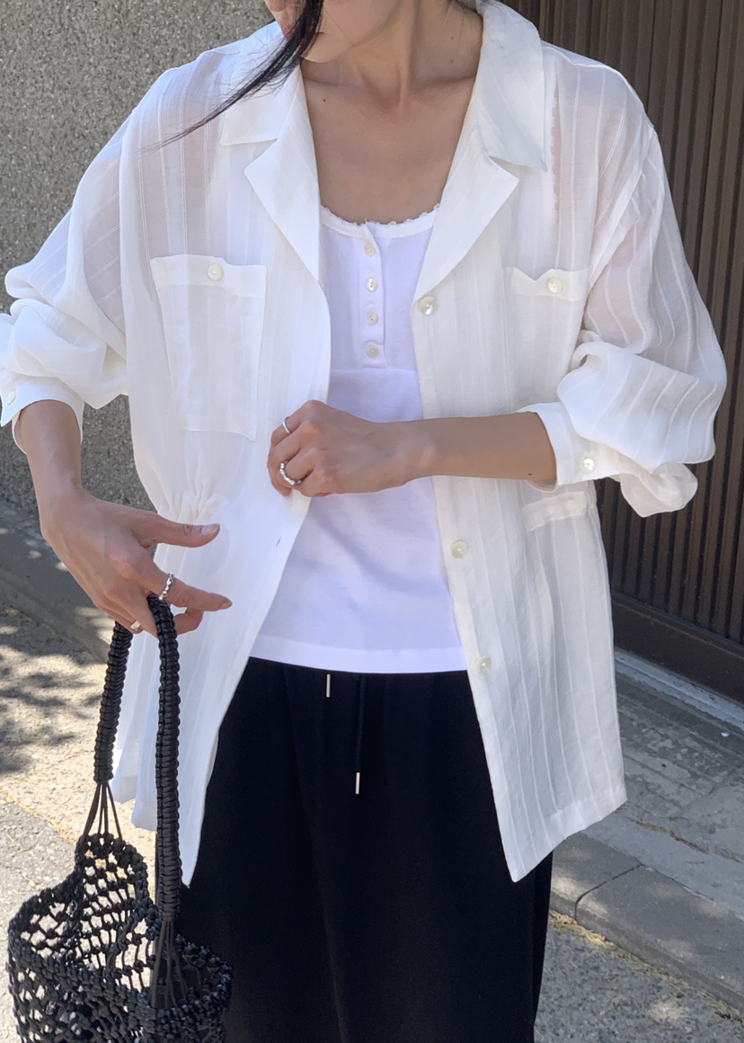 SORBET/FLAT WHITE東大門實拍韓國女士新款推薦襯衫蕾絲衫亞麻SORBET/FLAT WHITE襯衫/蕾絲衫
