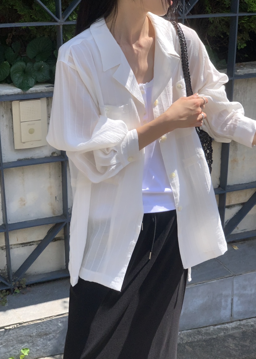 SORBET/FLAT WHITE東大門實拍韓國女士新款推薦襯衫蕾絲衫亞麻SORBET/FLAT WHITE襯衫/蕾絲衫