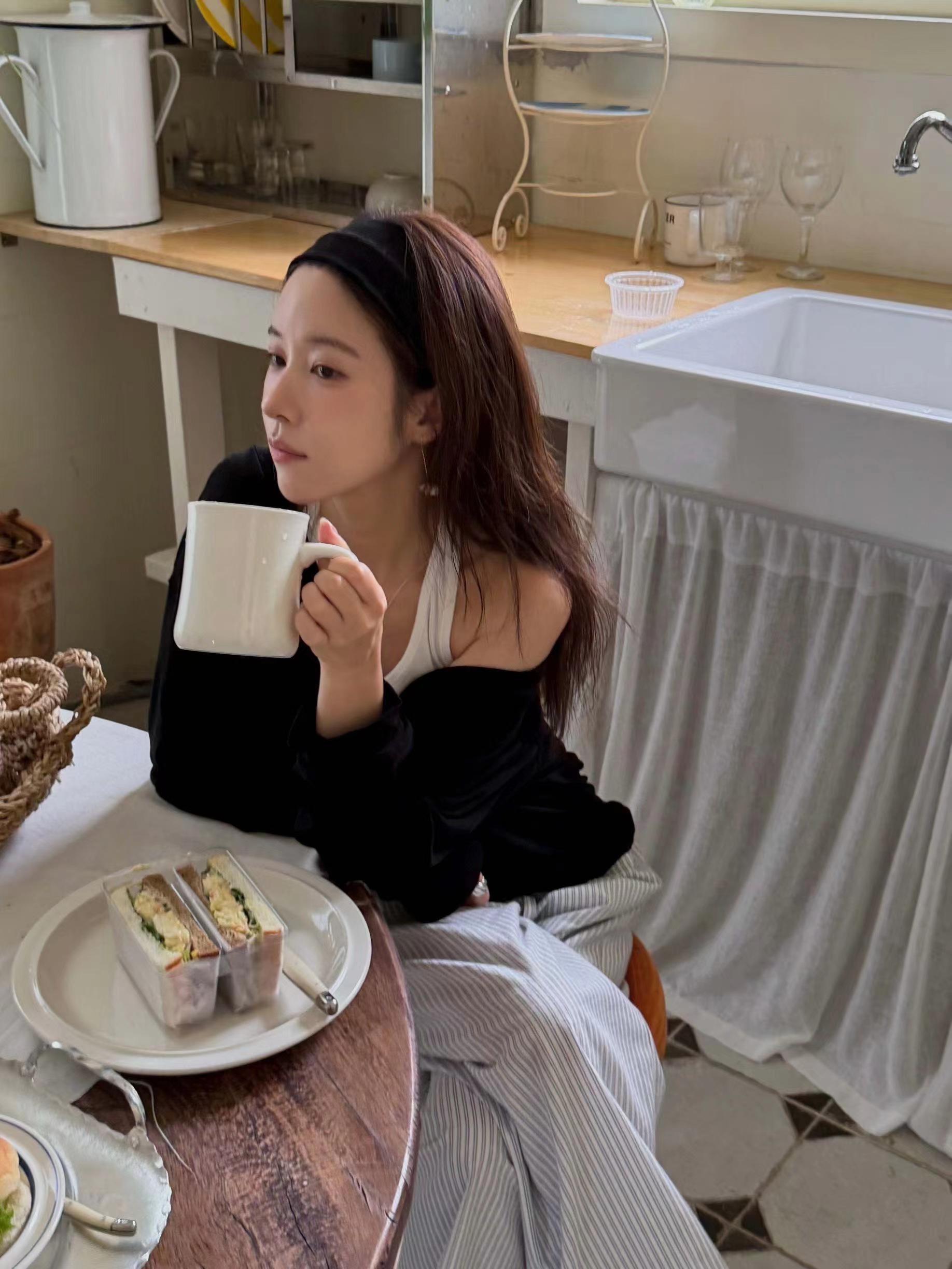 MIELLE-미엘르-OT韓國直郵女士新品休閑長袖T恤不含內搭V領深VMIELLE-2件起長袖T恤圖色4