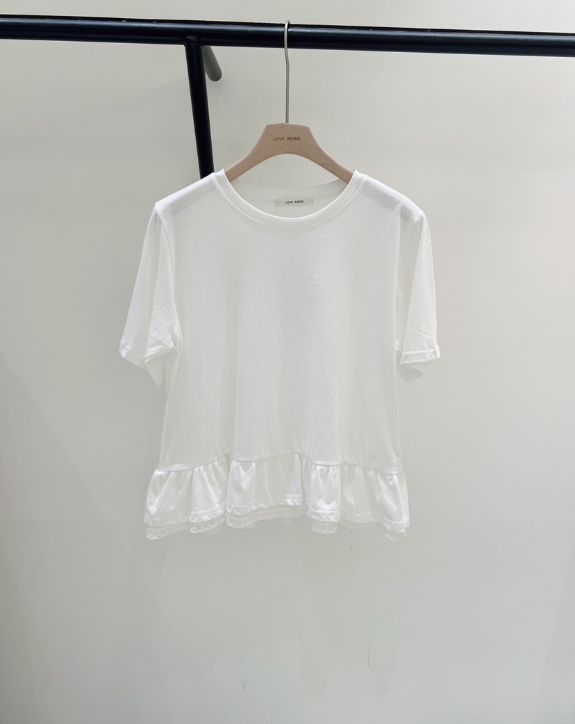 LOVE ROSIE韓國直郵實拍女士新品26夏季熱賣時尚T恤荷葉邊LOVE ROSIET恤圖色1