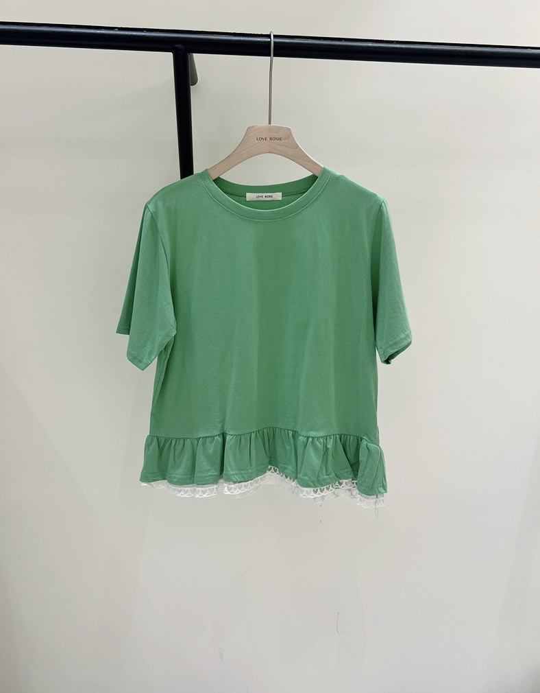 LOVE ROSIE韓國直郵實拍女士新品26夏季熱賣時尚T恤荷葉邊LOVE ROSIET恤圖色2