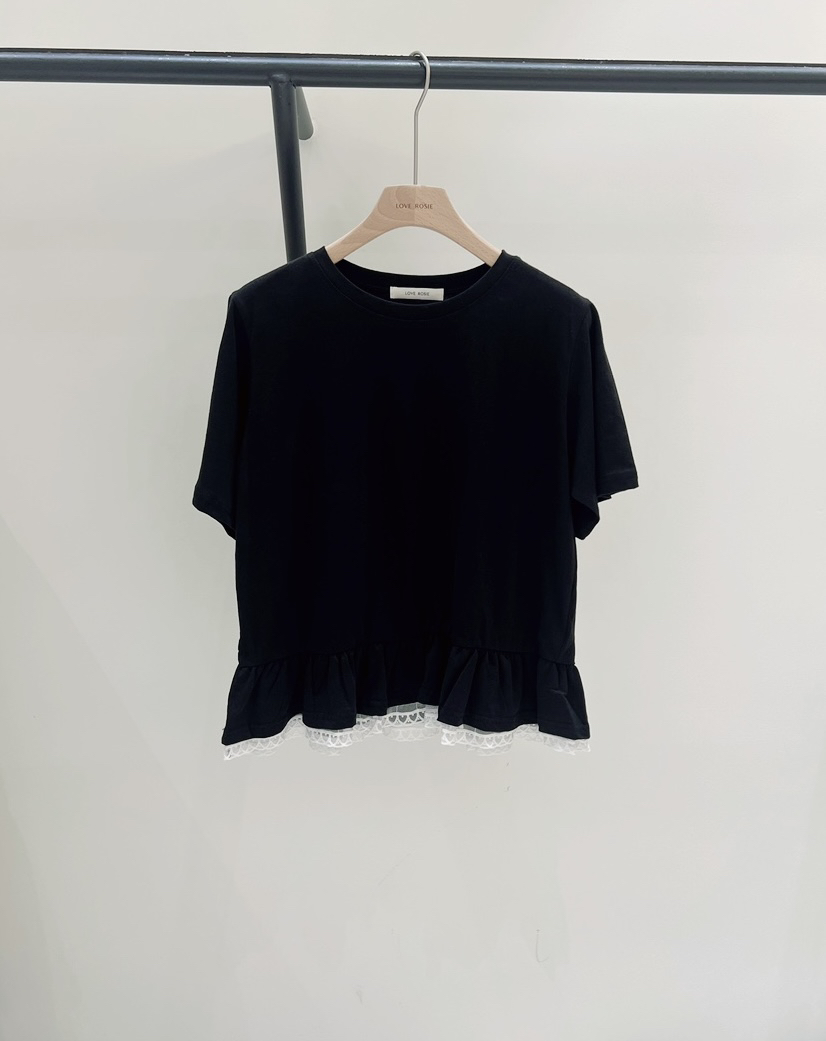 LOVE ROSIE韓國直郵實拍女士新品26夏季熱賣時尚T恤荷葉邊LOVE ROSIET恤圖色3