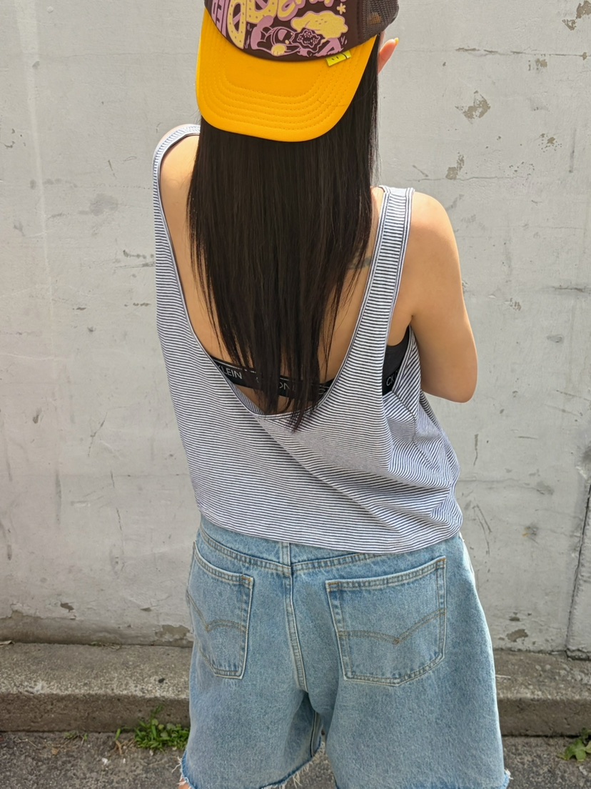 BYRING韓國東大門代購女裝新款時尚26春夏26夏季吊帶背心條紋BYRING吊帶/背心
