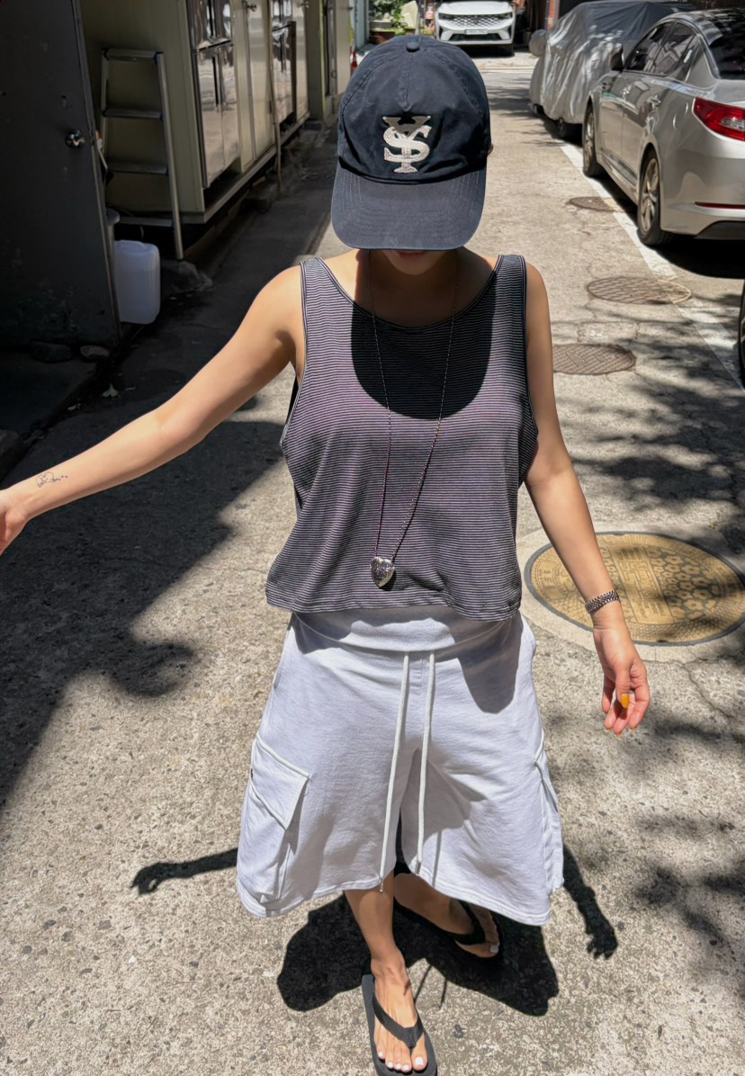 BYRING韓國東大門代購女裝新款時尚26春夏26夏季吊帶背心條紋BYRING吊帶/背心