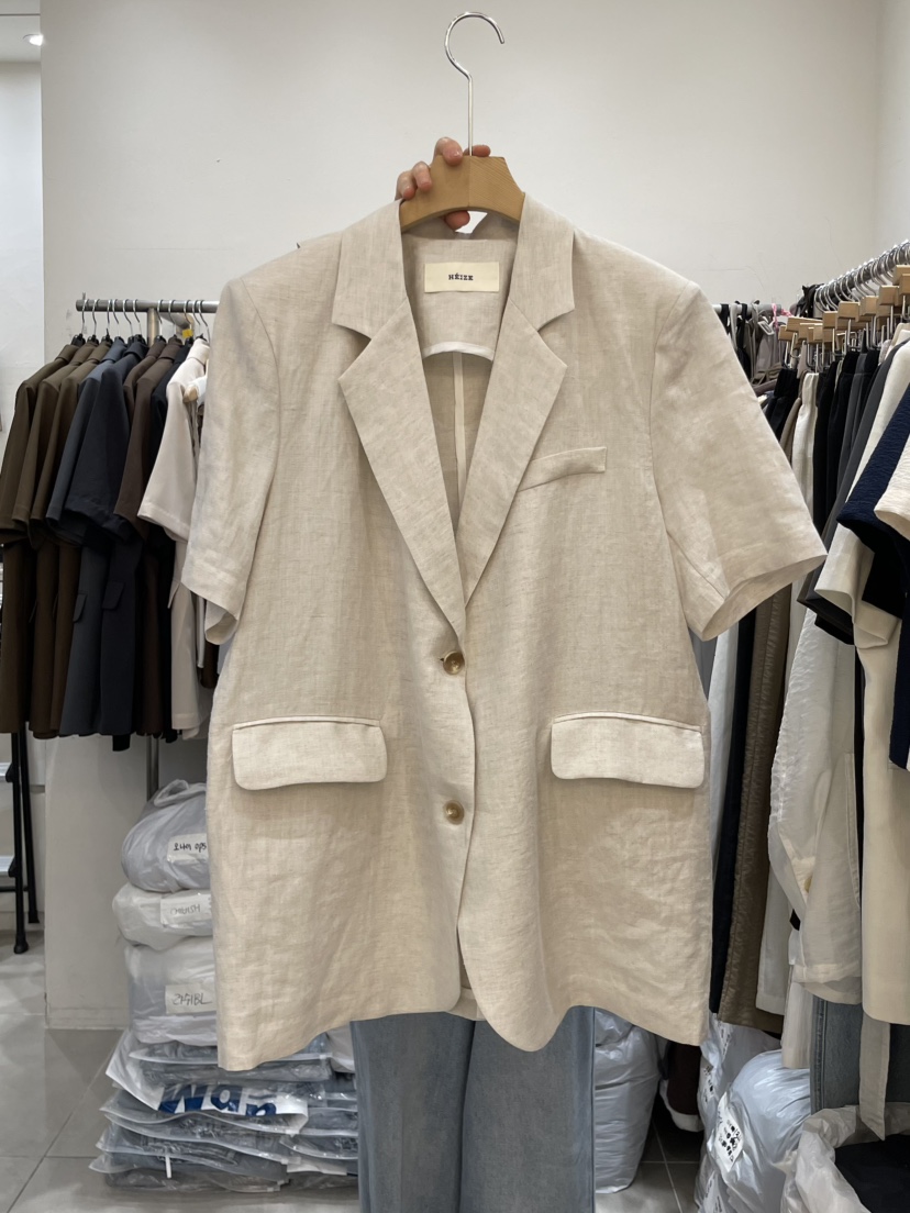 HEIZE韓國東大門代購女士新品熱賣26夏季西裝西服亞麻開衩HEIZE西裝/西服圖色2