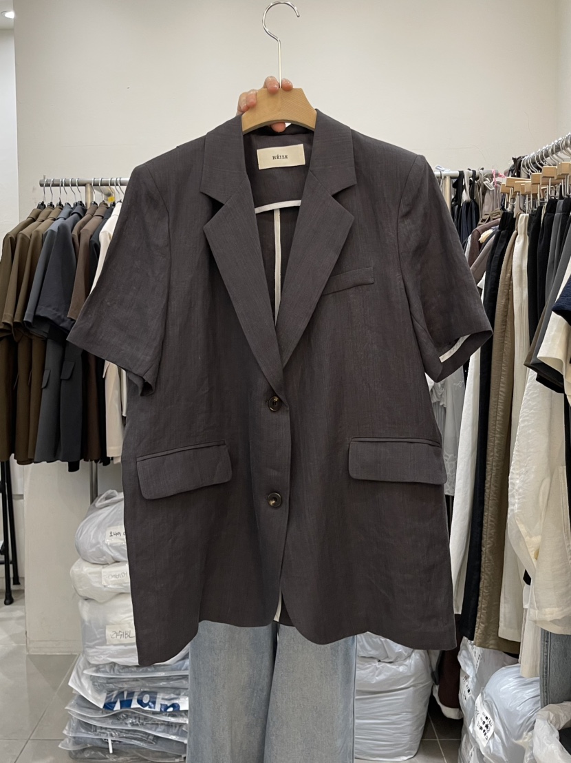 HEIZE韓國東大門代購女士新品熱賣26夏季西裝西服亞麻開衩HEIZE西裝/西服圖色3