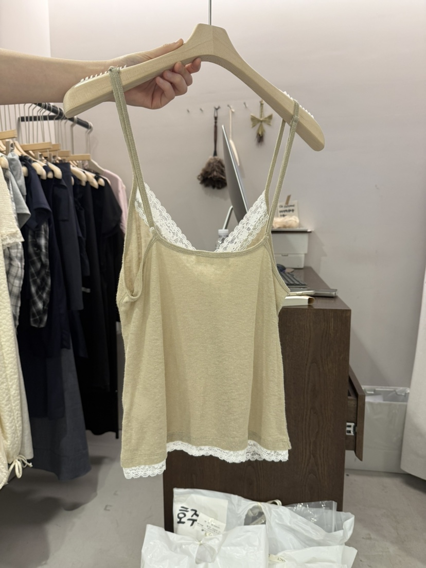 LEGACY東大門實拍韓國女裝新品職業吊帶背心蕾絲亞麻無袖LEGACY吊帶/背心