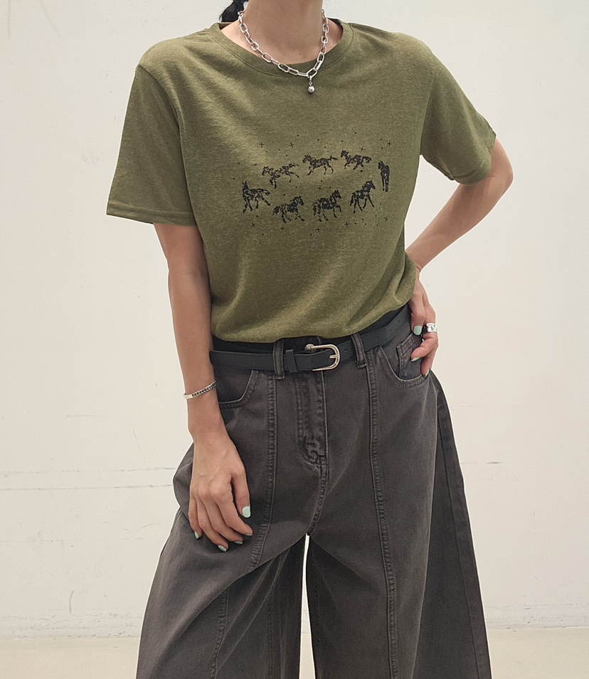 NEOUL韓國東大門代購女士新品熱賣推薦人氣休閑時尚職業T恤NEOUL/ahin雙領標簽T恤