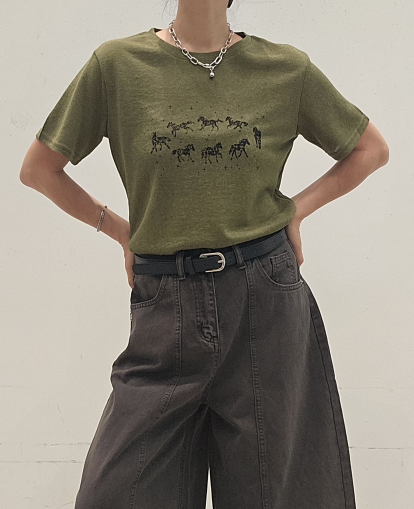 NEOUL韓國東大門代購女士新品熱賣推薦人氣休閑時尚職業T恤NEOUL/ahin雙領標簽T恤圖色2