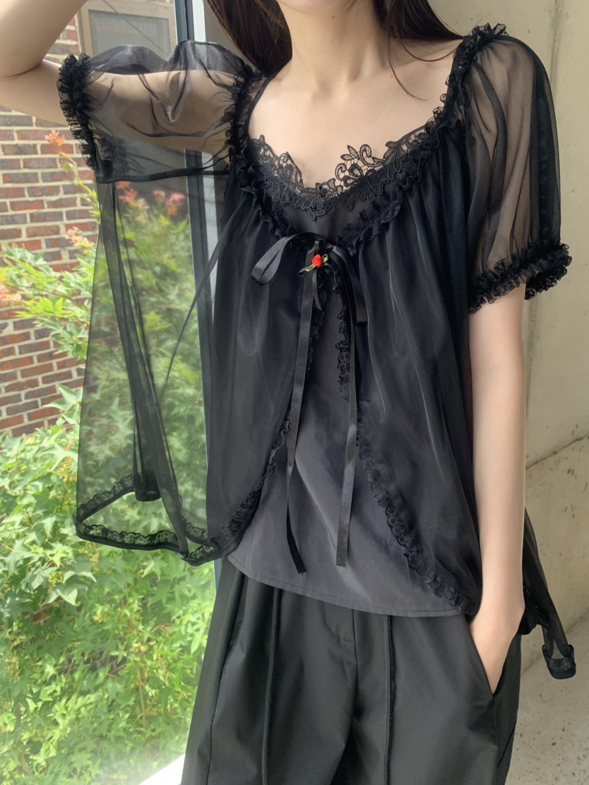 LE AVE韓國東大門直郵女裝新品時尚26春夏襯衫蕾絲衫不含內搭LE AVE襯衫/蕾絲衫