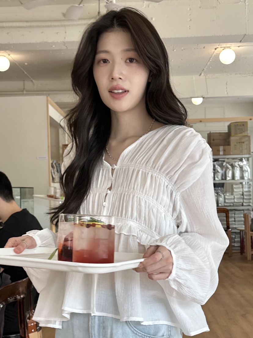 ERUME韓國直郵女士新款人氣推薦職業26春夏26夏季襯衫蕾絲衫ERUME襯衫/蕾絲衫