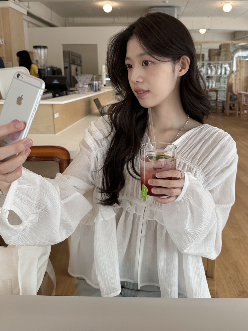 ERUME韓國直郵女士新款人氣推薦職業26春夏26夏季襯衫蕾絲衫ERUME襯衫/蕾絲衫