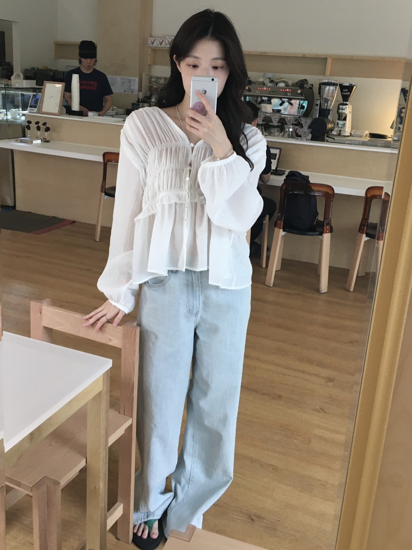 ERUME韓國直郵女士新款人氣推薦職業26春夏26夏季襯衫蕾絲衫ERUME襯衫/蕾絲衫