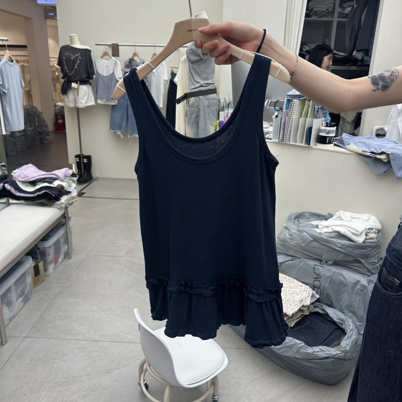 I MFACT韓國直郵女裝新款推薦休閑吊帶背心荷葉邊不含無袖I MFACT吊帶/背心圖色4