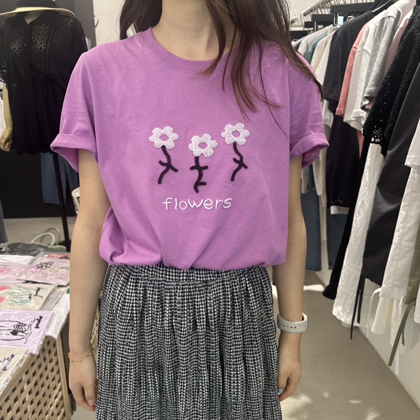 A.CES韓國直郵女士新品26夏季熱賣職業時尚26春夏T恤花朵A.CEST恤圖色2