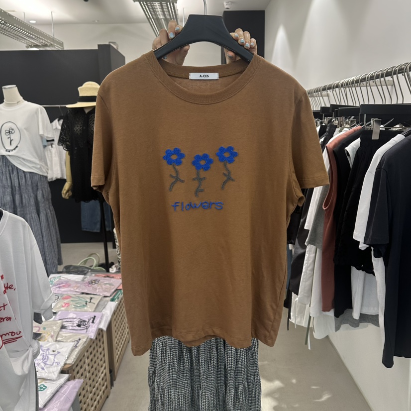 A.CES韓國直郵女士新品26夏季熱賣職業時尚26春夏T恤花朵A.CEST恤圖色3