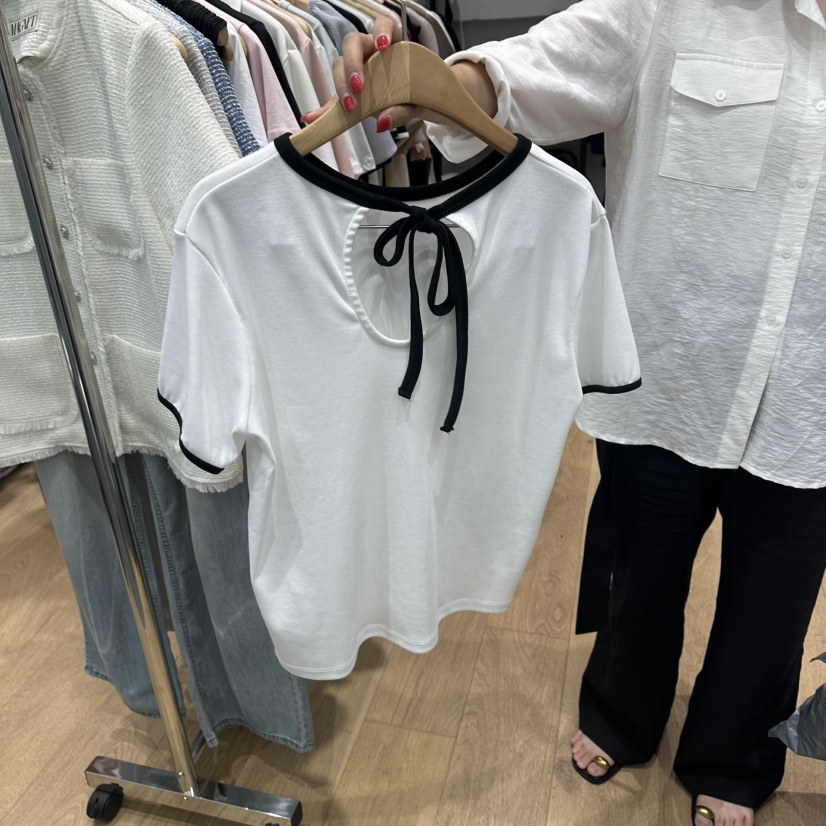 M.G.N東大門實拍韓國女士新品26春夏熱賣時尚T恤撞色緞帶MAGNETT恤