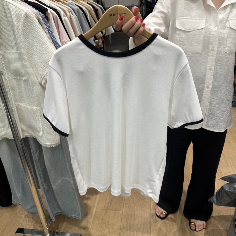 M.G.N東大門實拍韓國女士新品26春夏熱賣時尚T恤撞色緞帶MAGNETT恤圖色1