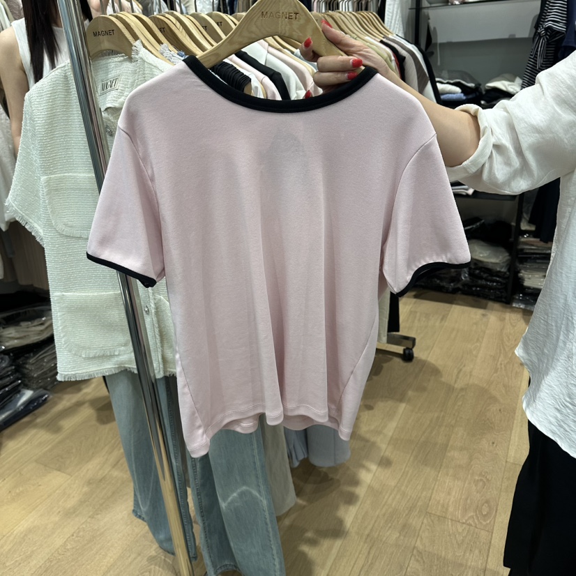 M.G.N東大門實拍韓國女士新品26春夏熱賣時尚T恤撞色緞帶MAGNETT恤圖色2