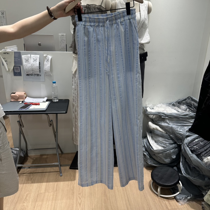 ORE-P韓國東大門直郵女士新品26春夏26夏季休閑休閑褲條紋ORE休閑褲圖色2