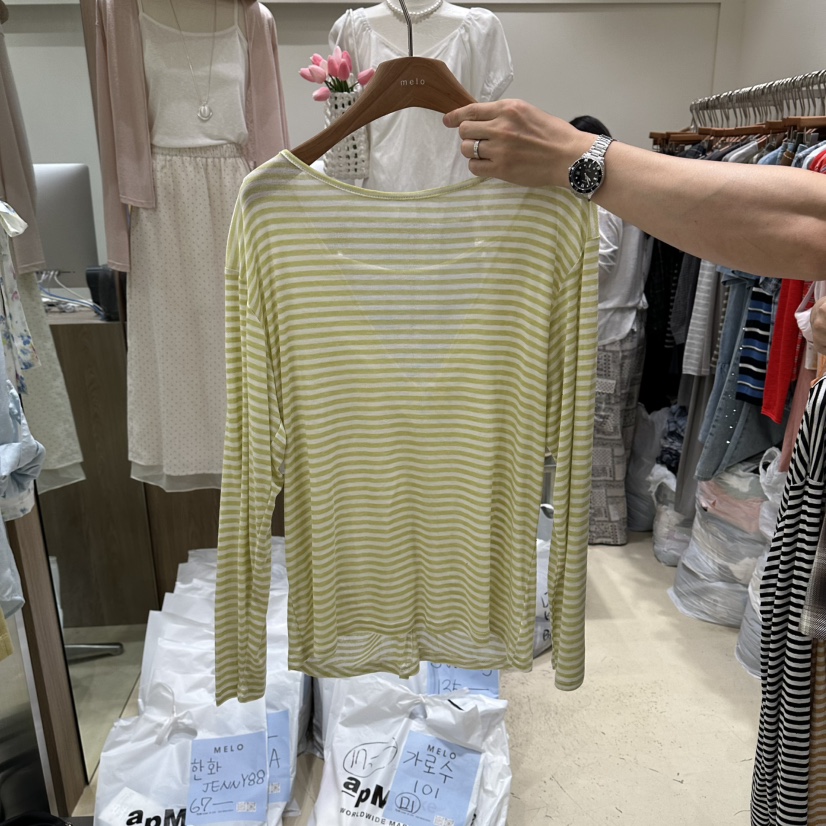 MELO韓國直郵女士新品職業26春夏休閑26夏季時尚人氣長袖T恤MELO長袖T恤圖色1