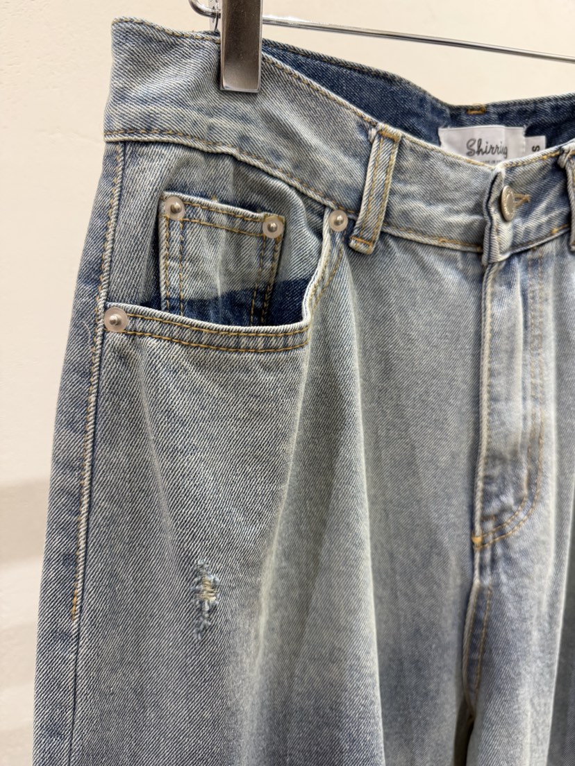 SHIRRING韓國東大門直郵女裝新品26春夏熱賣牛仔褲水洗復古SHIRRING牛仔褲