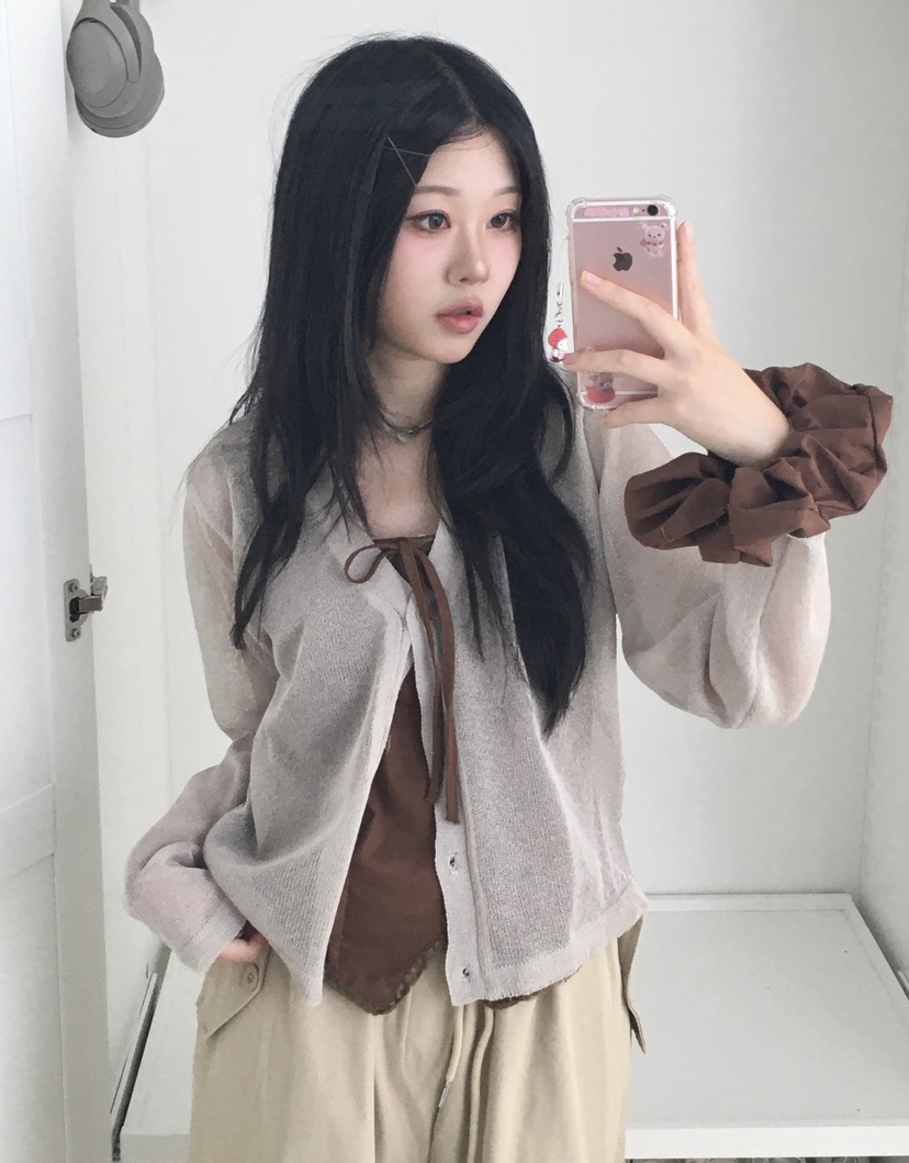 BLACK NOTE韓國直郵女士新品職業26春夏休閑針織衫亞麻開衫BLACK NOTE針織衫