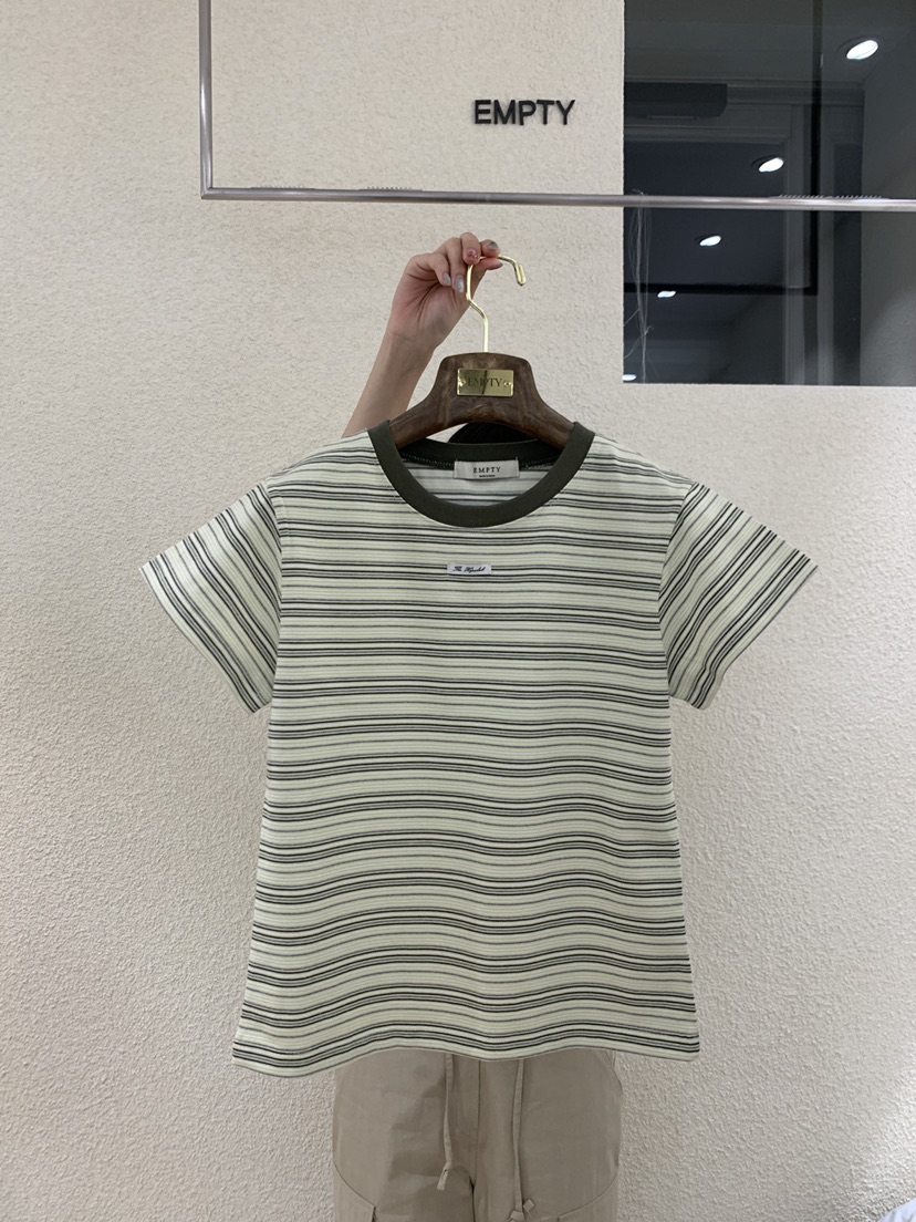 EMPTY韓國直郵實拍女裝新品時尚推薦26春夏26夏季T恤條紋EMPTYT恤圖色1