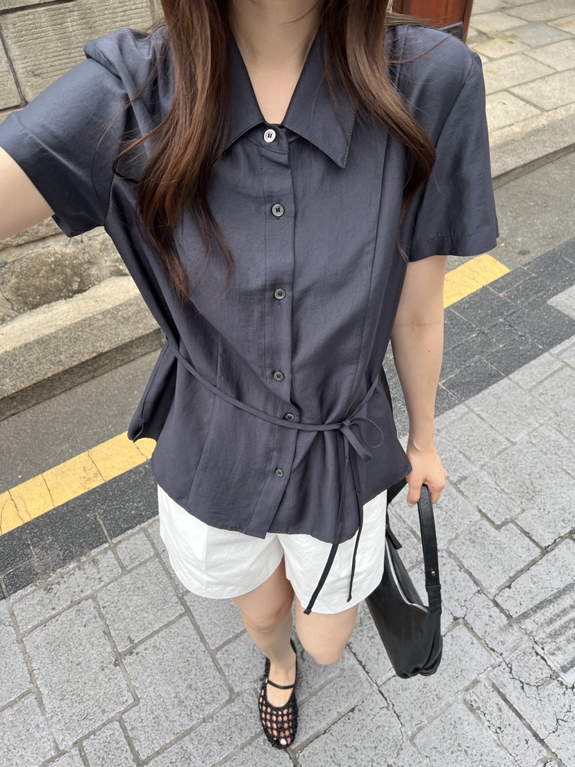 2ND GATE韓國直郵女裝新品休閑人氣26夏季襯衫蕾絲衫含腰繩2ND GATE襯衫/蕾絲衫