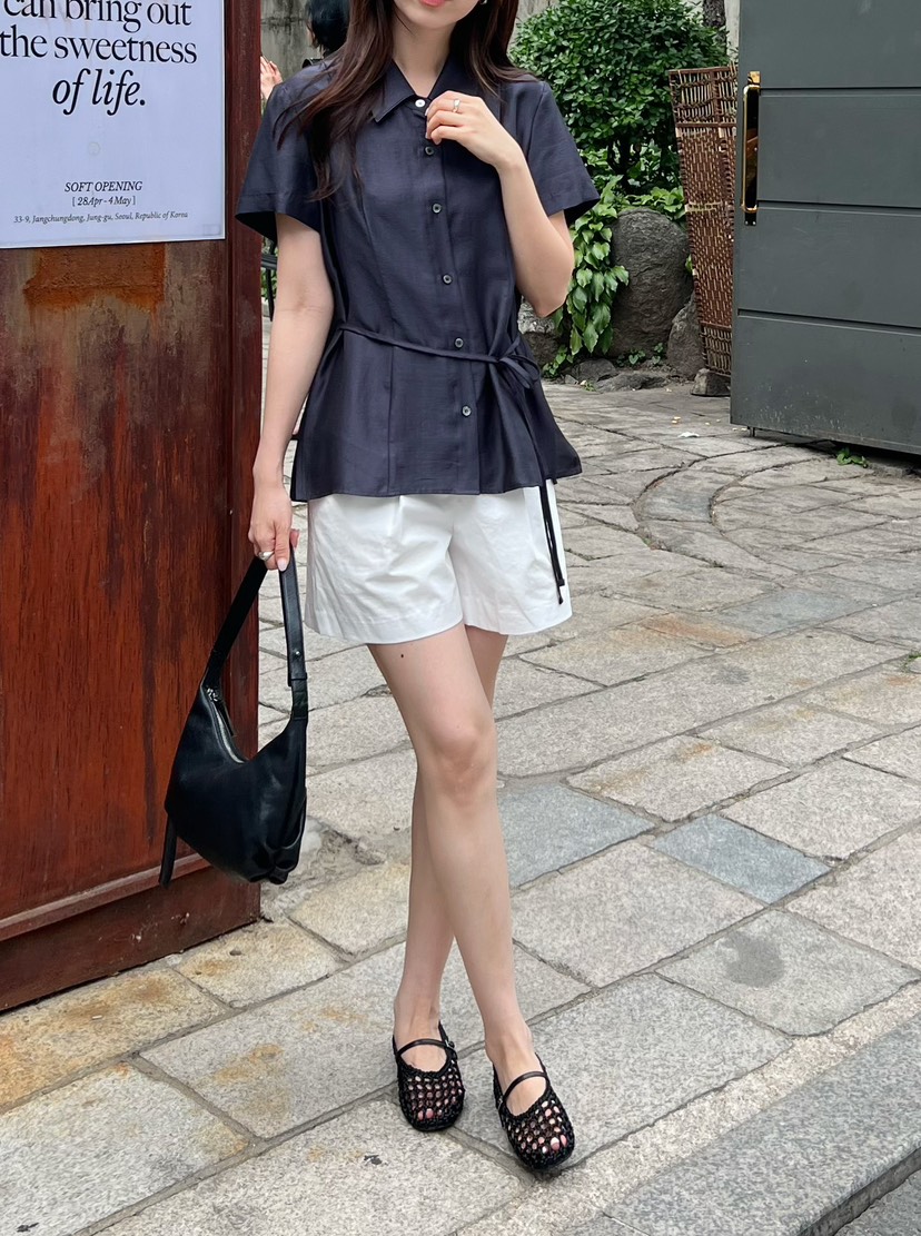 2ND GATE韓國直郵女裝新品休閑人氣26夏季襯衫蕾絲衫含腰繩2ND GATE襯衫/蕾絲衫